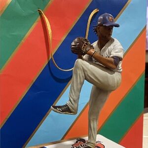 Baseball Pitcher Figurine - White and Blue,